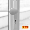 TSS White UPVC Door Handle Pair Set, Lever Moveable Pad