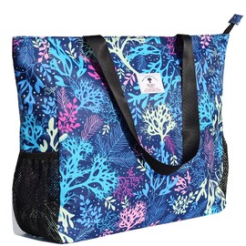 ESVAN Large Beach Bag Waterproof Lightweight 20 Inch for Women Oversized Gym Beach Travel Pool Yoga Nurse, coral