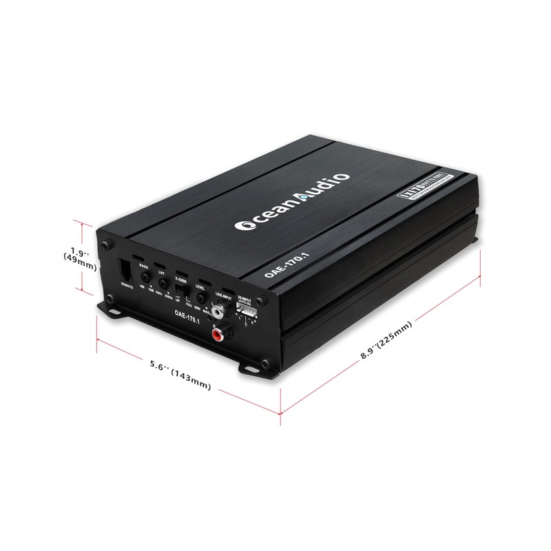 OceanAudio OAE-170.1 Car Audio Subwoofer Amplifier - Monoblock, Class A/B,