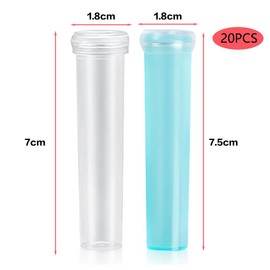 Visxcnu Pack of 20 Flower Tubes, 7 x 1.5 cm Reusable Plastic Flower Water Tubes with Caps, Transparent Test Tubes for Flower Shops