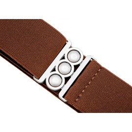 ONE-BELT No Show Invisible Elastic Belts for Women | Non Slip | Fits waist upto 50 Inch (Matte Silver - Cognac)