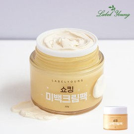 Label Young 라벨영 미백팩과 크림을 한번에 뽀얀미백케어/쇼킹미백크림팩 1개 Label Young Whitening Pack and Cream in One, Radiant Whitening Care / Shocking Whitening Cream Pack 1 Piece
