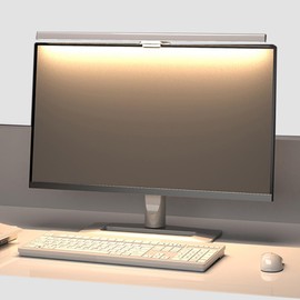 Computer Monitor Lamp, Screen Monitor Anti Blue Light Light Bar, 3 Color Temp Infinite Dimming Eye Monitor Light with Touch Control for Study Drafting (White)