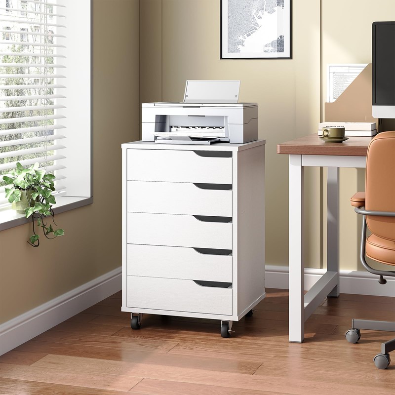 HOOBRO 5-Drawer File Cabinet, Under Desk Mobile Filing Cabinet with