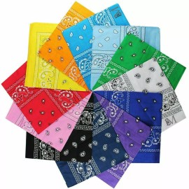 RFCO Wholesale Lot 12 Pieces Mix Assorted Color Bandana Head Wrap Scarf 100% Cotton