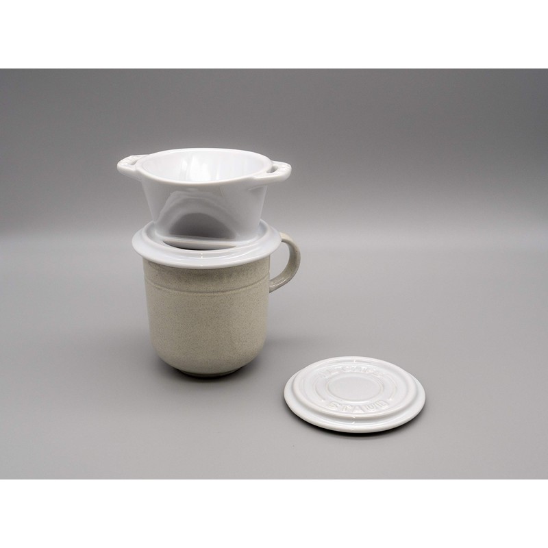 Staub 40508-535 Coffee Dripper Glossy White Ceramic Coffee Dripper 1-2