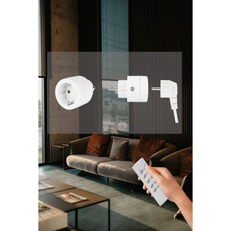 Wireless Sockets with Remote Control, 3680-Watt Radio Socket, Programmable Switchable