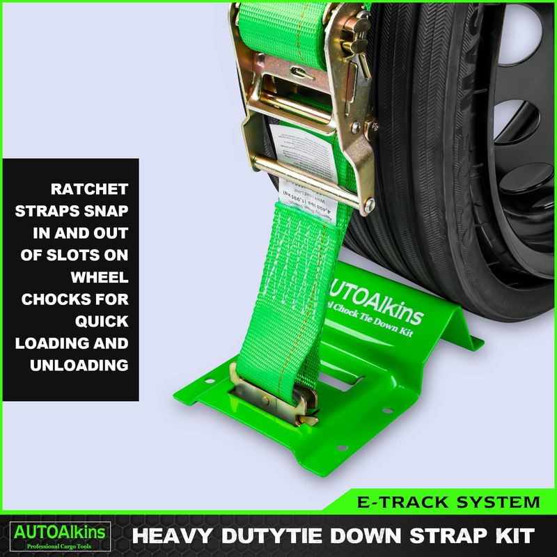 AUTOAlkins Wheel Chock Tie Down Kit, 4,500lb Break Strength, Trailer