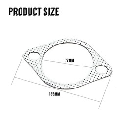 Exhaust Gasket, Pack of 5 Pipe Exhaust Flange Gasket, 3 Inch ID High Temperature Exhaust Gasket, Wear Resistant for Turbo Manifold Drain Pipes, Downpipe Manifold Collector Flange Seal 2 Bolts (77 mm)