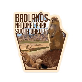 Die Cut Sticker Badlands National Park, South Dakota, Prairie Dogs Vinyl Sticker 3 to 6 inches, (Waterproof Decal for Cars, Water Bottles, Laptops, Coolers), Large