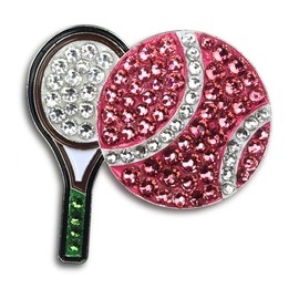 Bonjoc Premium Crystal Golf Ball Marker with Magnetic Hat Clip Tennis (Pink Ace) | Perfect Golf Accessories, Golf Gift, and Golf Giveaway for Men Women with add-ons Available!, Pink, Green, White
