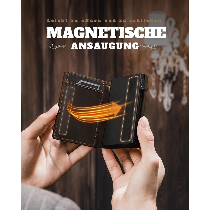 DODENSHA MagSnap Wallet I Card Holder Wallet, Dark Brown-A