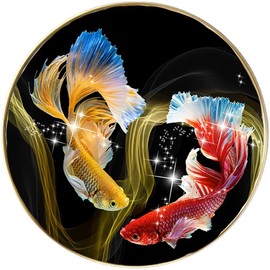 Setoda Beginners Stamped Cross Stitch Kits Range of Embroidery Patterns Starter Kits for Girl DIY Printed Cross Stitch Pattern Needlepoint kit 11CT-Koi Fish 23.6×23.6 inch