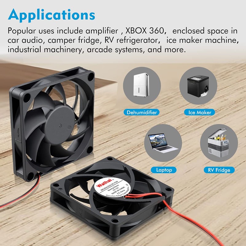 Wathai DC 12V Cooler Case Fan 70mm x 70mm x