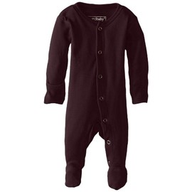 L'ovedbaby Baby Girls Organic Snap One-Piece Footies, Eggplant, 9-12 Months US