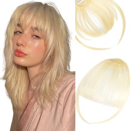 Bangs Hair Clip in Bangs Hair Extensions Hair Wispy Bangs Hair Clip on Bangs Hair Fake Bangs Clip in With Temples Hairpieces for Women Natural Wigs Bangs Clip for Daily Wear