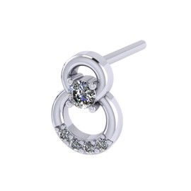 Vanbelle Double Circle Stud Earring for Women and Girls - Cubic Zirconia Stone Lightweight Earring - Rhodium Plated - Sterling Silver with 925 Stamp