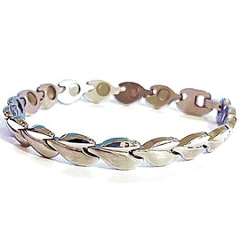 Roger Enterprises Women's Silvertone Stainless Steel Link Bracelet 8" Magnetic Therapy Bracelet
