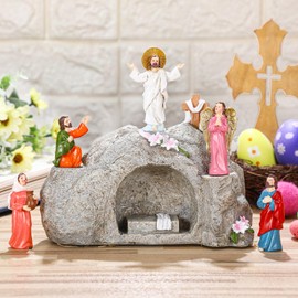 Wesiti 6 Pcs Easter Resurrection Scene Set He is Risen Easter Decor Jesus Nativity Scene Decor 8.07 x 5.71 x 3.74 in Religious Christian Home Figurines 3.23 in Tabletop Office Gifts