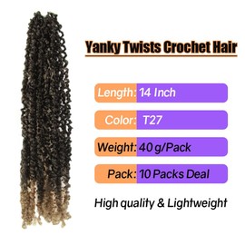 14 Inch 10 Packs Yanky Twist Crochet Hair Pre-twisted Ombre Honey Blonde Kinky Mini Spring Twist Small Curly Senegalese Twist Braids (T27)