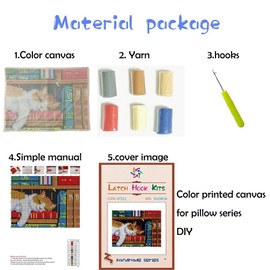 Small Latch Hook Kits Rug for Kids Beginner Bee Easy Latch Hook kit Tapertry Cushion Embroidery Craft Kits Cartoon DIY Latch Hook Kit Mat Canvas Hobby & Craft 30x30cm