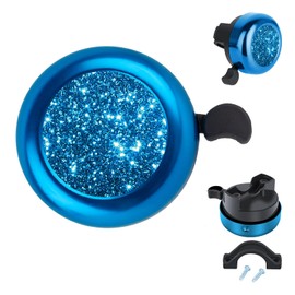 MZELQ Bicycle Bell Cute Clear Sound Adjustable Size Aluminum Bike Accessories Bell Ring for Girls Women Kids Adults, Blue(Glitter Pattern)