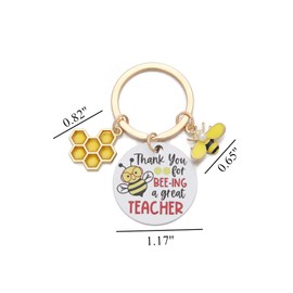 PHAETON 10PCS Teacher Appreciation Keychain with Bee Theme, Honeycomb Charm, Bee Keychain Inspirational Keyring Gifts Teacher Keyring Appreciation Gifts