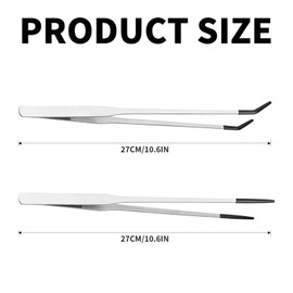 technodry Reptile Feeding Tongs – 2 Pcs Stainless Steel Long Tweezers, Durable Aquarium & Terrarium Feeder Tool with Rubber Tips, 10.6 Inch Silver Precision Feeding Tongs for Reptile Care