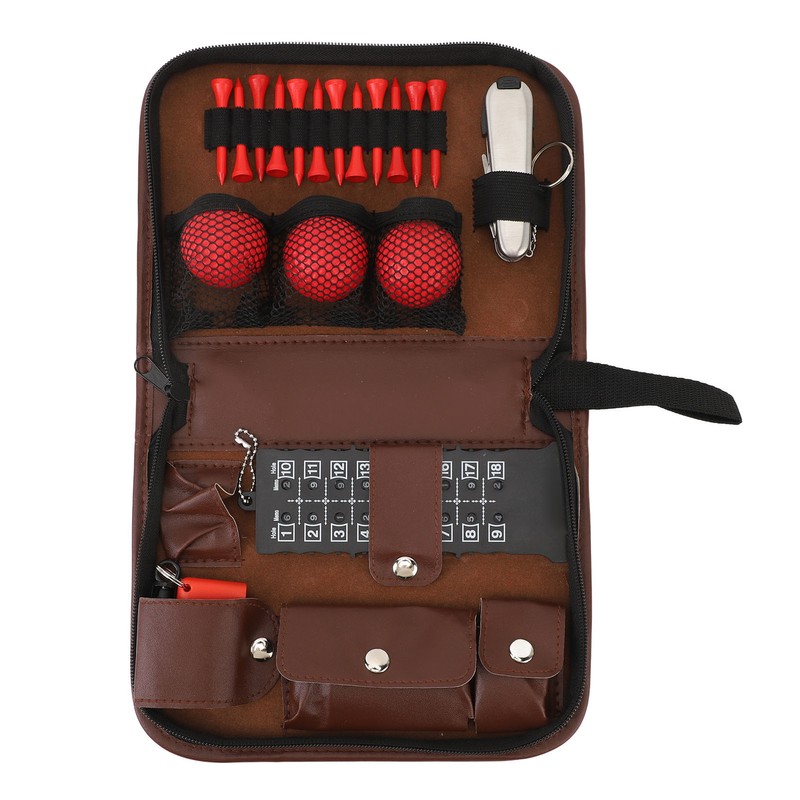 6 in 1 Golf Accessory Bag PU Leather with Tees