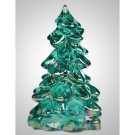 Holiday Christmas Trees - American Made - Mosser Glass USA - Small 2 3/4" Miniature (Teal Carnival)