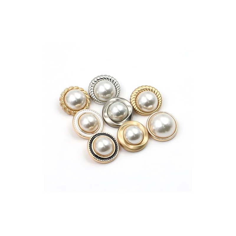 5 piezas de botones de oro con perlas de metal
