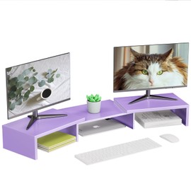OUTIOE Dual Monitor Stand for Desk, Metal Monitor Riser, Purple Office Supplies Desk Accessories (Purple)