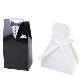 VILLFUL Unique Wedding Supplies 100pcs Bride Bridegroom Candy Boxes Large Paper Candy Storage Boxes Lid for Party