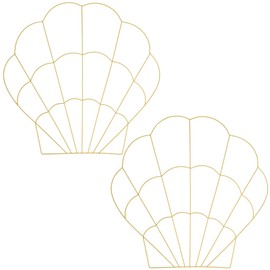 KRE Floral Garden Metal Seashell Wreath Form 14 x 14 Inches Summer Tinsel Decoration DIY Art Craft Material Supplies Decor Making Centerpiece Floral Bouquet Decoration Pack of 2 with Bonus Taahj Juio