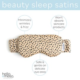 Hello Mello Beauty Sleep Satin Sleep Mask for Sleeping Satin Blindfold Elastic Strap - Ooh La Leopard