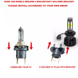 CHUSYYRAY 2PC H7 LED Headlight Bulbs For Yamaha YZF-R6 2003-15 YZF-R1 2006-16 Bright 6000K