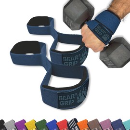 BEAR GRIP - High Quality Figure-8 Weight Lifting Straps (Sold in Pair) (Navy)