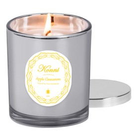 KONNI Scented Candles, Soy Candles, Aromatherapy Candle, Apple Cinnamon Scented Candle for Men Women, Soy Wax Candle, 8.47oz, Ideal for Creating Relaxing Ambience & Holiday Gifting (Silver Cup)