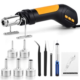 Gyfent Heat Gun, 700W 212°F~932℉(100°C~500°C) Mini Soldering Heat Gun Hot Air Rework Station with LED Digital Display & 5Pcs Nozzles & 5Pcs Accessories for Crafting Shrink Tubing Electronics DIY(5FT)