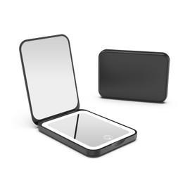 Kintion 2025 Pocket Mirror, Rechargeable Dimmable 3 Color Lighting 1X/3X LED Compact Travel Makeup Mirror for Purse, Portable, Folding, Handheld, Small Lighted Mirror for Women Gift, Black