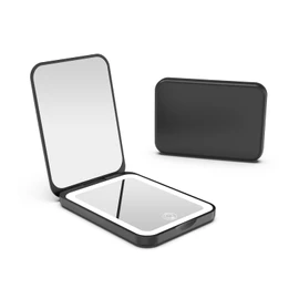 Kintion 2025 Pocket Mirror, Rechargeable Dimmable 3 Color Lighting 1X/3X LED Compact Travel Makeup Mirror for Purse, Portable, Folding, Handheld, Small Lighted Mirror for Women Gift, Black