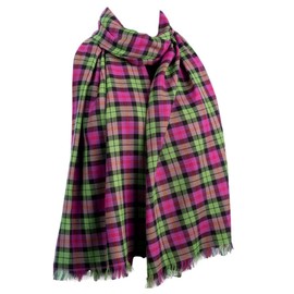 Tartan Scarf Ladies Purple Lime Green Wrap Plaid Shawl Mens Cotton Fair Trade Check Checked Unisex Scarf