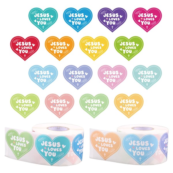 1000pcs Jesus Loves You Stickers, 16 Colors Christian Religious Sticker