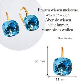 Earrings 925 Silver Austrian Zirconia - 24 Carat Gold-Plated Jewellery for Women and Girls - Drop Earrings Ideal for Gifts for Women, Sterling Silver, Cubic Zirconia