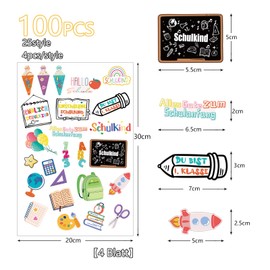100 Stücke Sticker Einschulung Schulanfang Aufkleber Einschulung Selbstklebend Schulkind Aufkleber Für Mädchen Jungen Schultüte Aufkleber Geschenkidee Deko Scrapbook Album