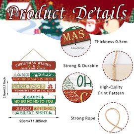 HPNIUB Merry Christmas Door Sign,Santa Stop Here Sign,Winter Snow Xmas Wall Sign, Happy Christmas Wishes Wall Hanging,Xmas Door Hanger for Home Outdoor Indoor Porch Yard Living Room