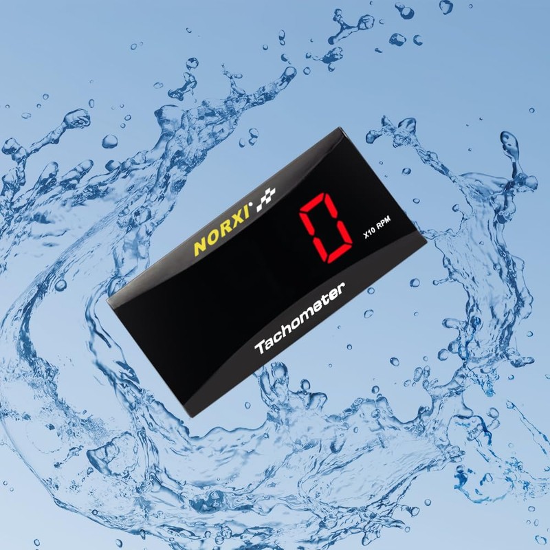 Norxi Universal Motorcycle Tachometer, Vehicle RPM Meter, Waterproof Digital Tachometer,