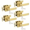 Probrico 5 Pack Gold Entry Door Handles,Satin Brass Heavy Duty