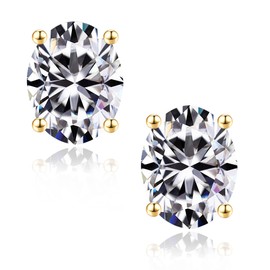 SMILEST 4ct Moissanite Earrings for Women Men, D Color VVS1 Clarity Lab Created Moissanite Stud Earrings 14K Yellow Gold Vermeil 925 Sterling Silver 4 Prong Basket Moissanite Earrings Studs