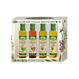 Olidi Organic Flavored Extra Virgin Olive Oil Set: Garlic, Basil, Chili, Lemon, 8.5 Fl Oz (Pack of 4)